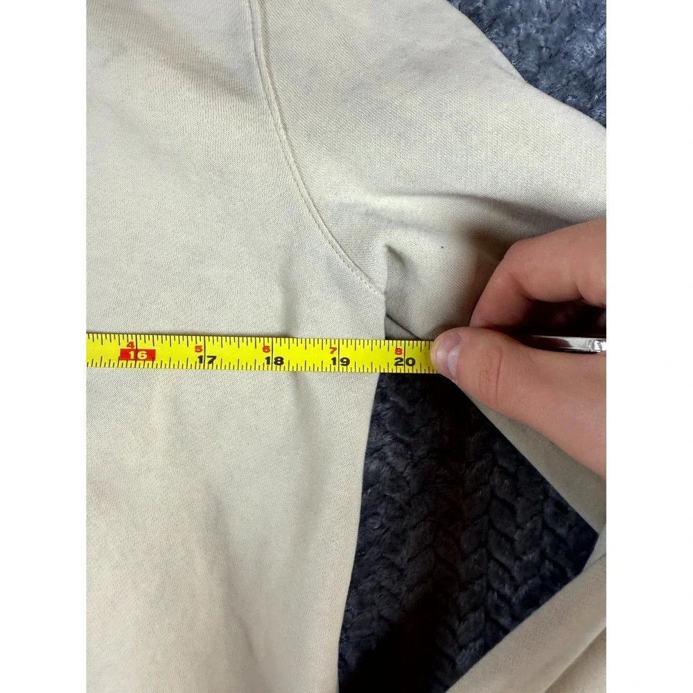 True Religion Buddha‎ Hoodie Mens L Beige Streetwear Graphic on Back Sweatshirt